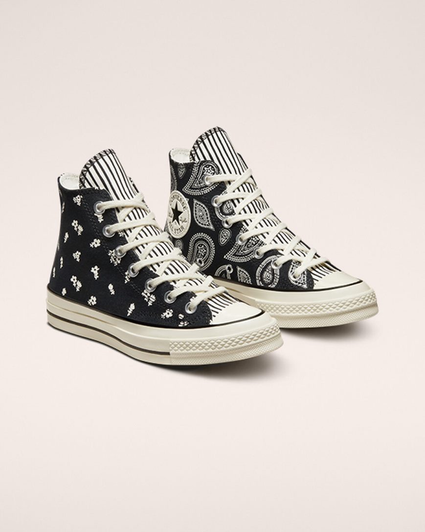 Zapatillas Altas Converse Chuck 70 Paisley Mujer Negras | PE PE57L4